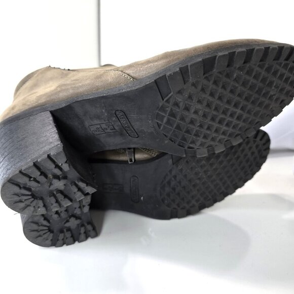 Aerosoles Olive Green Incline Ankle Zip Block Heeled Leather Comfort Booties - Picture 6 of 9